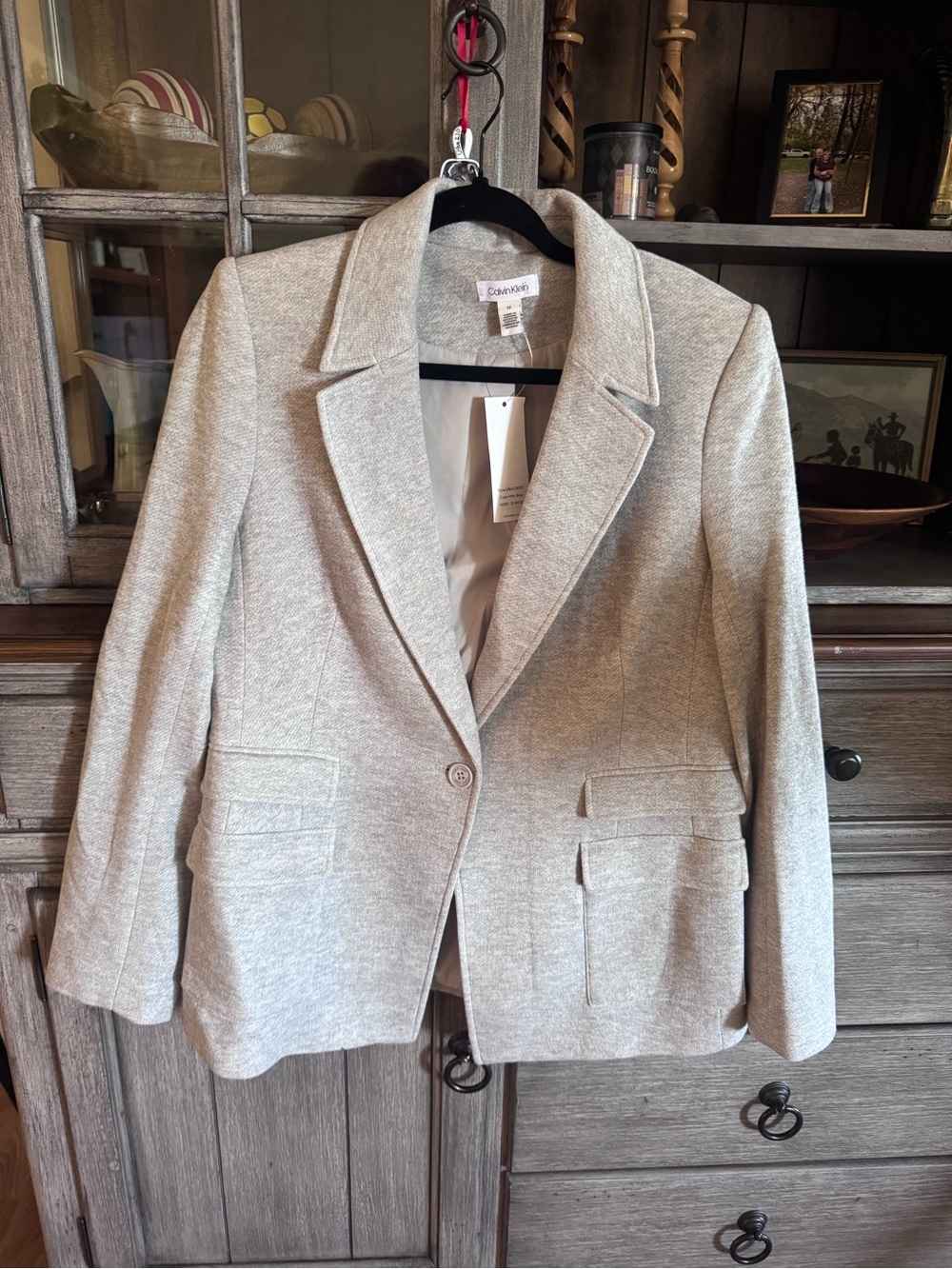 Calvin Klein Light Gray Single-Button Tailored Blazer NWT $149.50